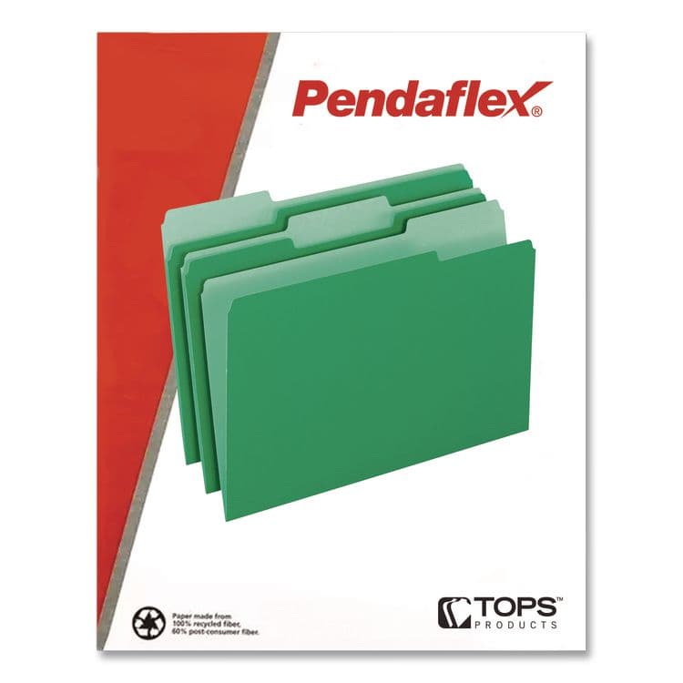 TOPS BUSINESS FORMS Colored File Folders, 1/3-Cut Tabs: Assorted, Legal Size, Green/Light Green, 100/Box (PFX15313BGR) thumbnail 3