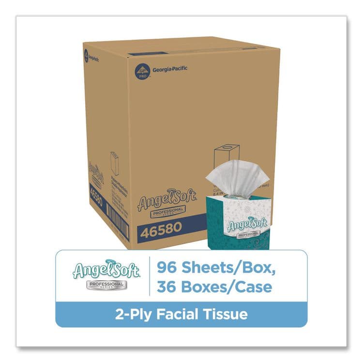 GEORGIA PACIFIC Angel Soft ps Premium Facial Tissue in Cube Box, 2-Ply, White, 96 Sheets/Box, 36 Boxes/Carton (GPC46580CT) thumbnail 2