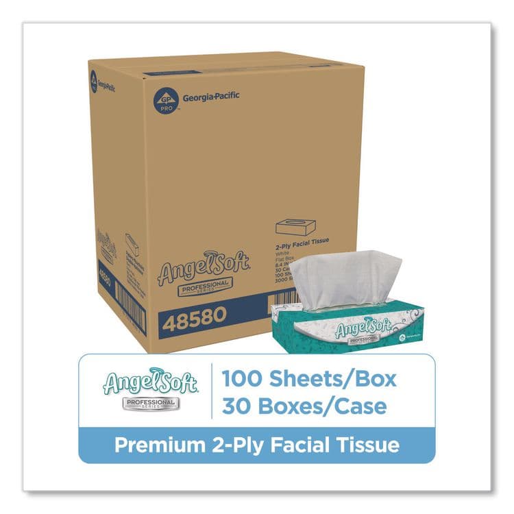 GEORGIA PACIFIC Angel Soft ps Premium Facial Tissues in Flat Box, 2-Ply, White, 100 Sheets/Box, 30 Boxes/Carton (GPC48580CT) thumbnail 2