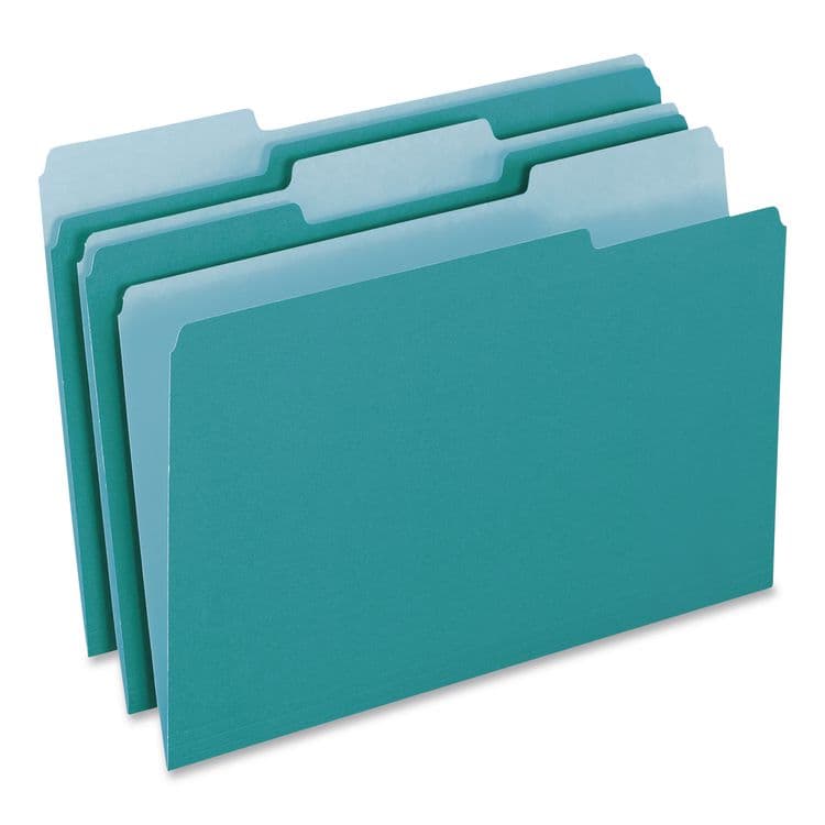 TOPS BUSINESS FORMS Interior File Folders, 1/3-Cut Tabs: Assorted, Letter Size, Aqua, 100/Box (PFX421013AQU) thumbnail 2