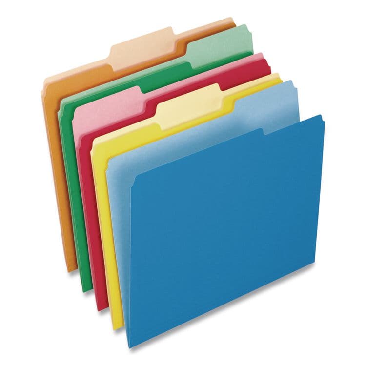 TOPS BUSINESS FORMS Interior File Folders, 1/3-Cut Tabs: Assorted, Letter Size, Assorted Colors: Blue/Green/Orange/Red/Yellow, 100/Box (PFX421013ASST) thumbnail 2