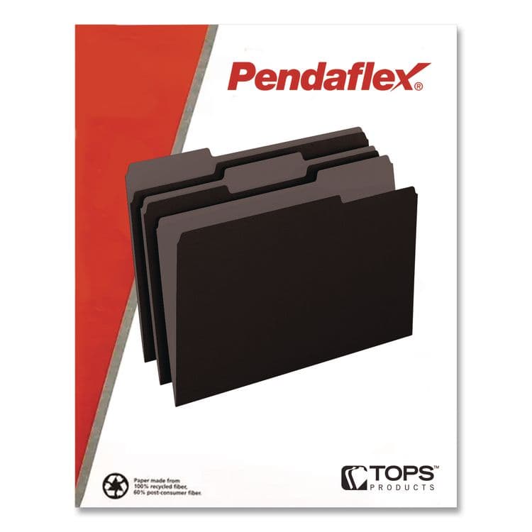 TOPS BUSINESS FORMS Interior File Folders, 1/3-Cut Tabs: Assorted, Letter Size, Black/Gray, 100/Box (PFX421013BLA) thumbnail 4