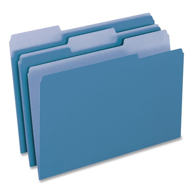 TOPS BUSINESS FORMS Interior File Folders, 1/3-Cut Tabs: Assorted, Letter Size, Blue, 100/Box (PFX421013BLU) thumbnail 2