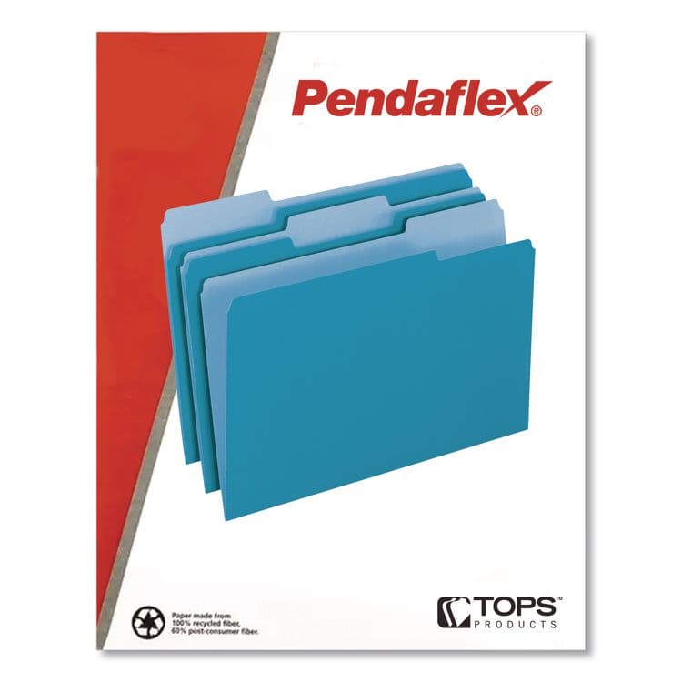 TOPS BUSINESS FORMS Interior File Folders, 1/3-Cut Tabs: Assorted, Letter Size, Blue, 100/Box (PFX421013BLU) thumbnail 3