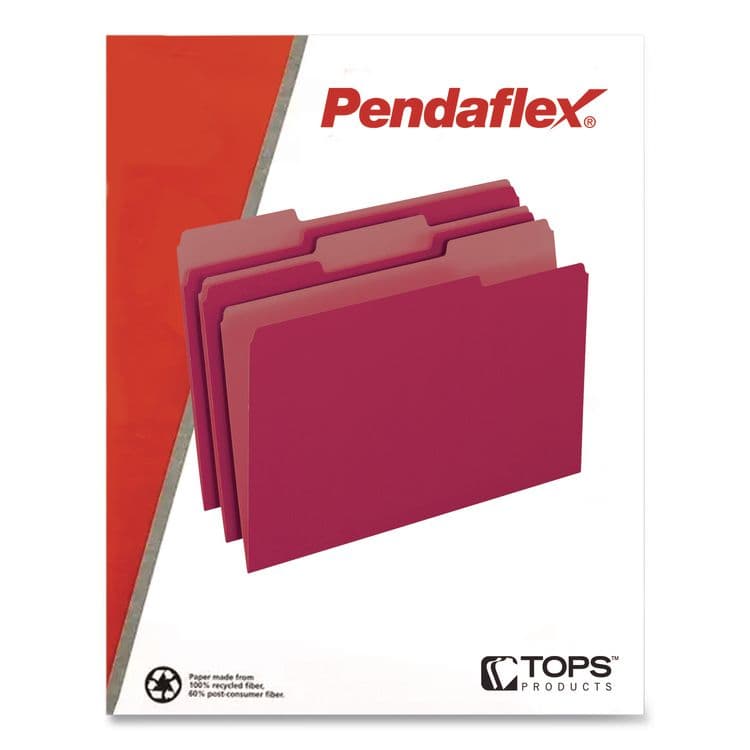 TOPS BUSINESS FORMS Interior File Folders, 1/3-Cut Tabs: Assorted, Letter Size, Burgundy, 100/Box (PFX421013BUR) thumbnail 3