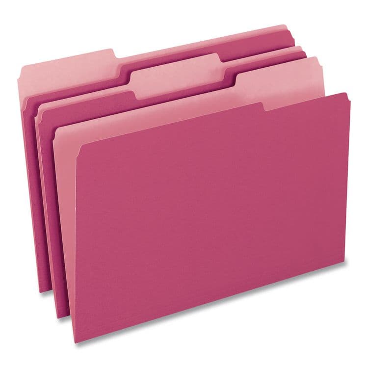 TOPS BUSINESS FORMS Interior File Folders, 1/3-Cut Tabs: Assorted, Letter Size, Pink, 100/Box (PFX421013PIN) thumbnail 2