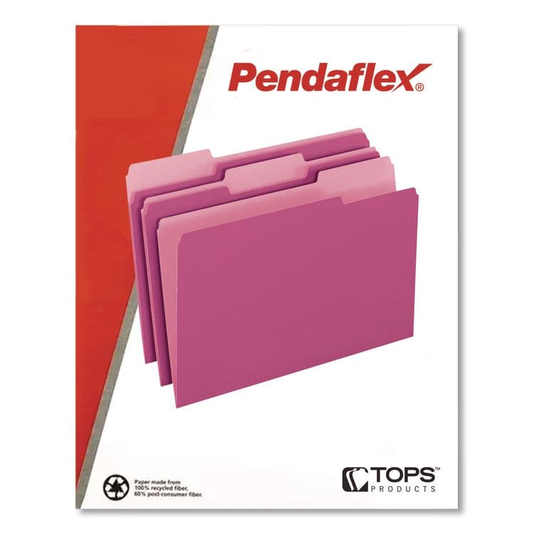 TOPS BUSINESS FORMS Interior File Folders, 1/3-Cut Tabs: Assorted, Letter Size, Pink, 100/Box (PFX421013PIN) thumbnail 3