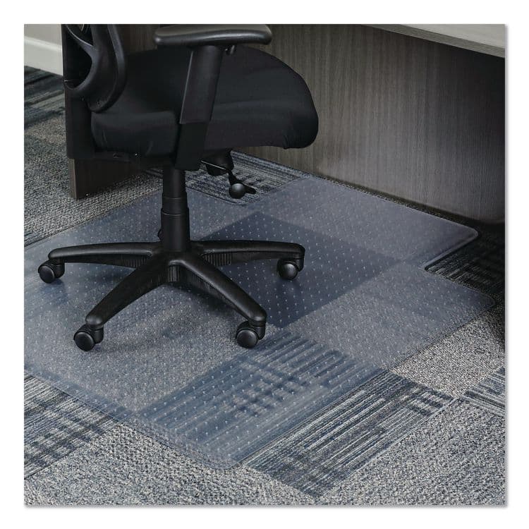 ALERA Studded Chair Mat for Flat Pile Carpeted Floors, Rectangular with Wide Lip, Straight Edges, 45" x 53", Clear (ALEMAT4553CFPL)