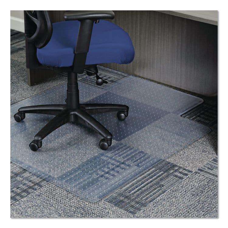 ALERA Studded Chair Mat for Flat to Low Pile Carpeted Floors, Rectangular with Wide Lip, Beveled Edges, 45" x 53", Clear (ALEMAT4553CLPL)