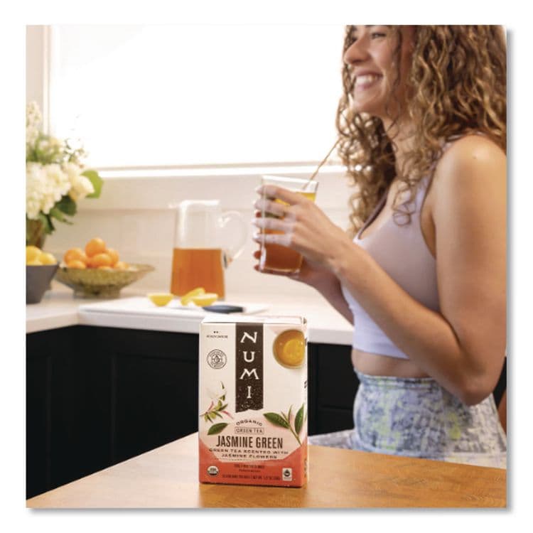 NUMI Organic Teas and Teasans, 1.27 oz, Jasmine Green, 18/Box (NUM10108) thumbnail 4