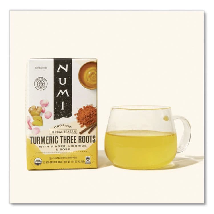 NUMI Turmeric Tea, Three Roots, 1.42 oz Bag, 12/Box (NUM10550) thumbnail 2