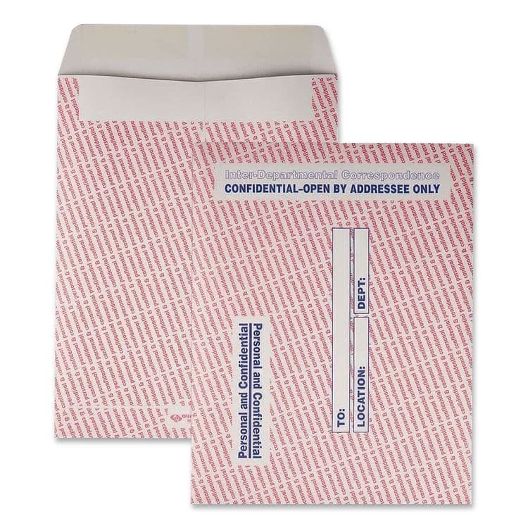 QUALITY PARK PRODUCTS Gray/Red Paper Gummed Flap Personal and Confidential Interoffice Envelope, #97, 10 x 13, Gray/Red, 100/Box (QUA63778) thumbnail 3