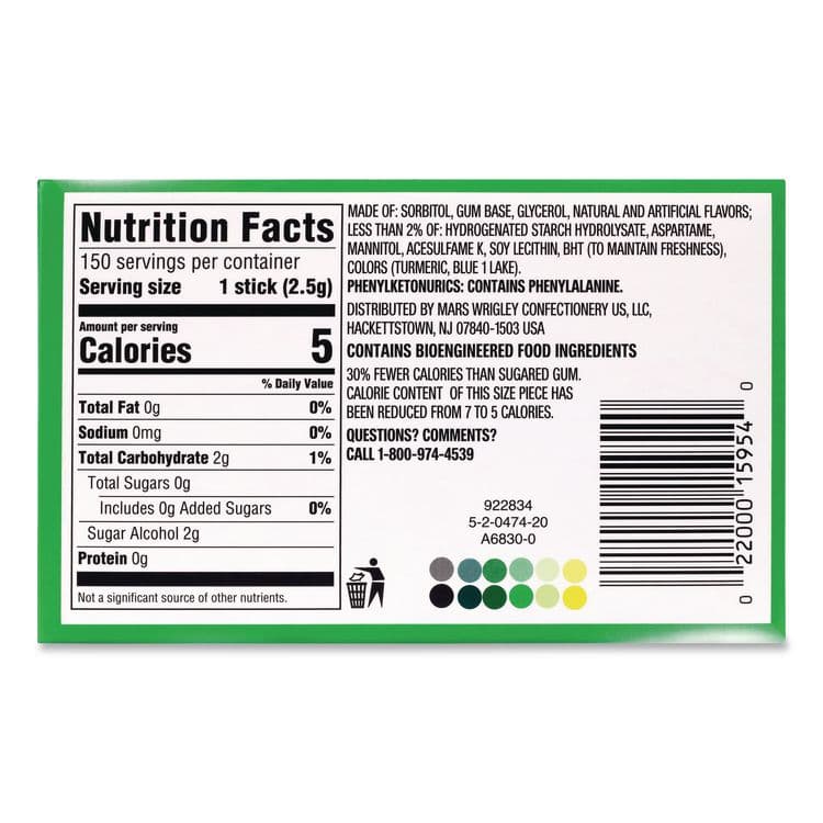 THE WRIGLEY COMPANY Extra Spearmint Sugar-Free Gum, Spearmint, 15 Sticks/Pack, 10 Packs/Carton (GRR22002638) thumbnail 4