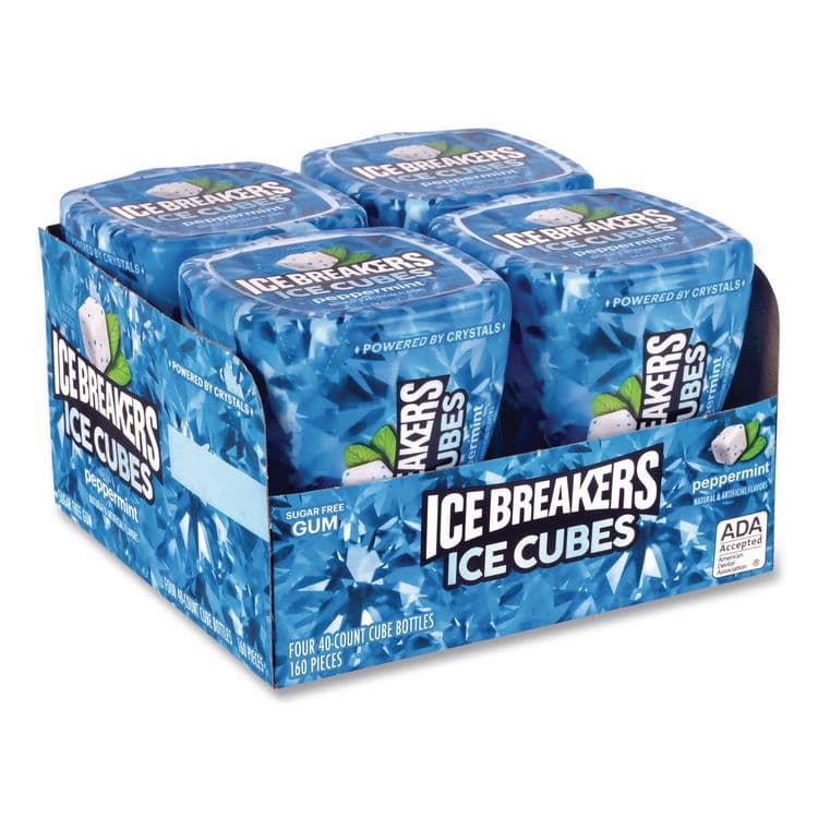 THE HERSHEY COMPANY Ice Cubes Peppermint Sugar-Free Gum, Peppermint, 40 Cubes/Bottle, 4 Bottles/Carton (GRR22002645)