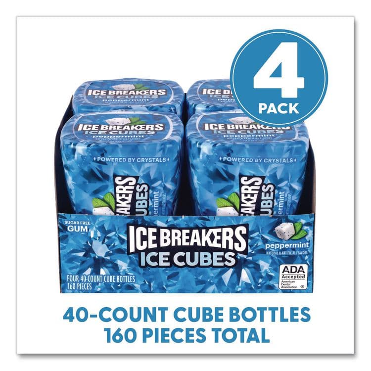 THE HERSHEY COMPANY Ice Cubes Peppermint Sugar-Free Gum, Peppermint, 40 Cubes/Bottle, 4 Bottles/Carton (GRR22002645) thumbnail 2