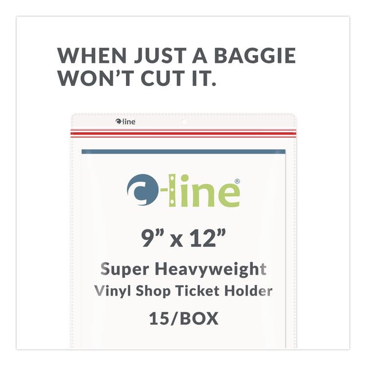 C-LINE PRODUCTS, Industrial Zipper Seal Shop Ticket Holders, Super Heavy-Duty, Top Load 9 x 12 Insert, Clear Front, 15/Box (CLI82912) thumbnail 3