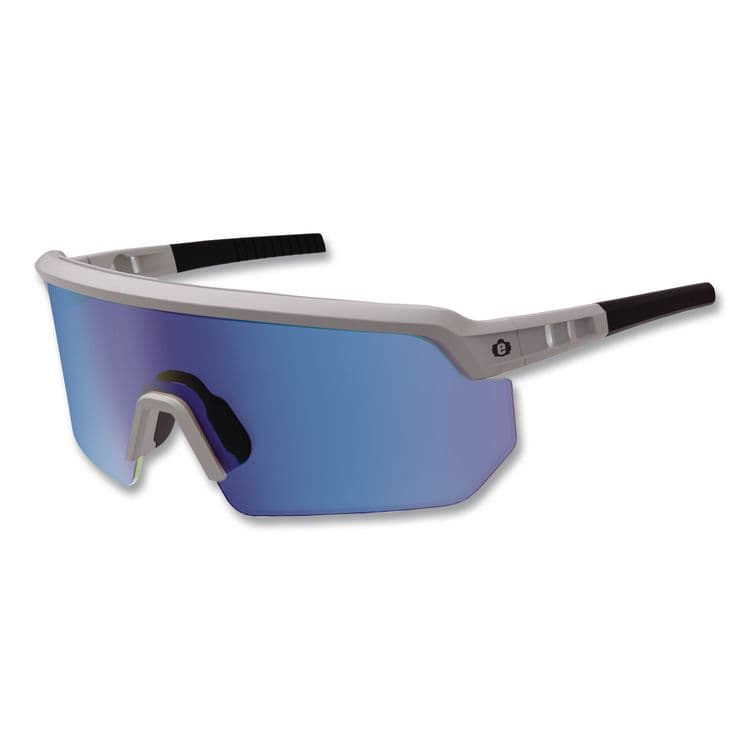 TENACIOUS HOLDINGS, . Skullerz AEGIR Color Enhancing Anti-Scratch Anti-Fog Safety Glasses, Matte Gray Half Frame, Mirrored Ice Blue Single Lens (EGO55231)
