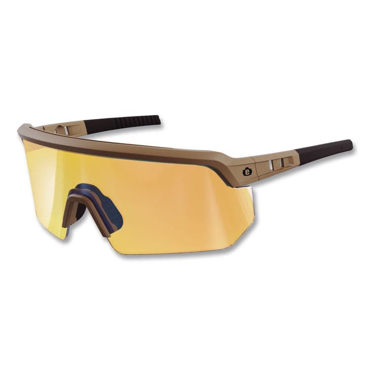 TENACIOUS HOLDINGS, . Skullerz AEGIR Color Enhancing Safety Glasses, Matte Desert Half Frame, Mirrored High Contrast Yellow Single Lens (EGO55212)