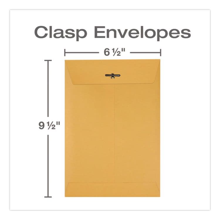 QUALITY PARK PRODUCTS Clasp Envelope, 32 lb Bond Weight Kraft, #1 3/4, Square Flap, Clasp/Gummed Closure, 6.5 x 9.5, Brown Kraft, 100/Box (QUA37763) thumbnail 3