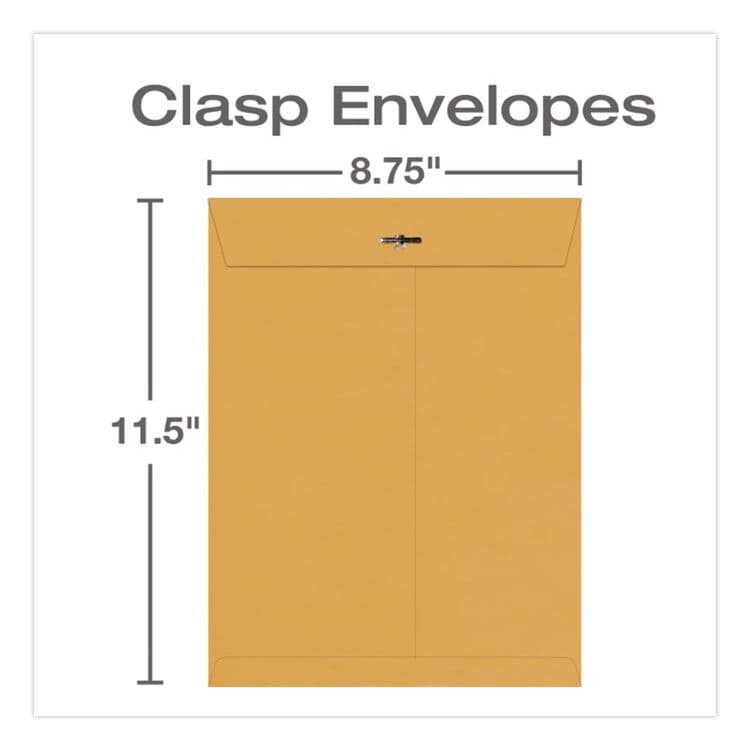 QUALITY PARK PRODUCTS Clasp Envelope, 32 lb Bond Weight Kraft, #87, Square Flap, Clasp/Gummed Closure, 8.75 x 11.5, Brown Kraft, 100/Box (QUA37787) thumbnail 2