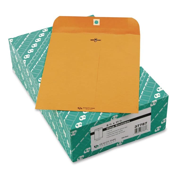 QUALITY PARK PRODUCTS Clasp Envelope, 32 lb Bond Weight Kraft, #87, Square Flap, Clasp/Gummed Closure, 8.75 x 11.5, Brown Kraft, 100/Box (QUA37787) thumbnail 4