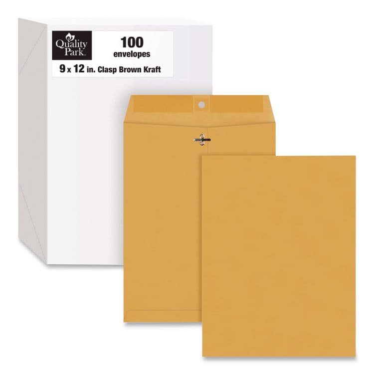 QUALITY PARK PRODUCTS Clasp Envelope, 32 lb Bond Weight Kraft, #10 1/2, Square Flap, Clasp/Gummed Closure, 9 x 12, Brown Kraft, 100/Box (QUA37790) thumbnail 3