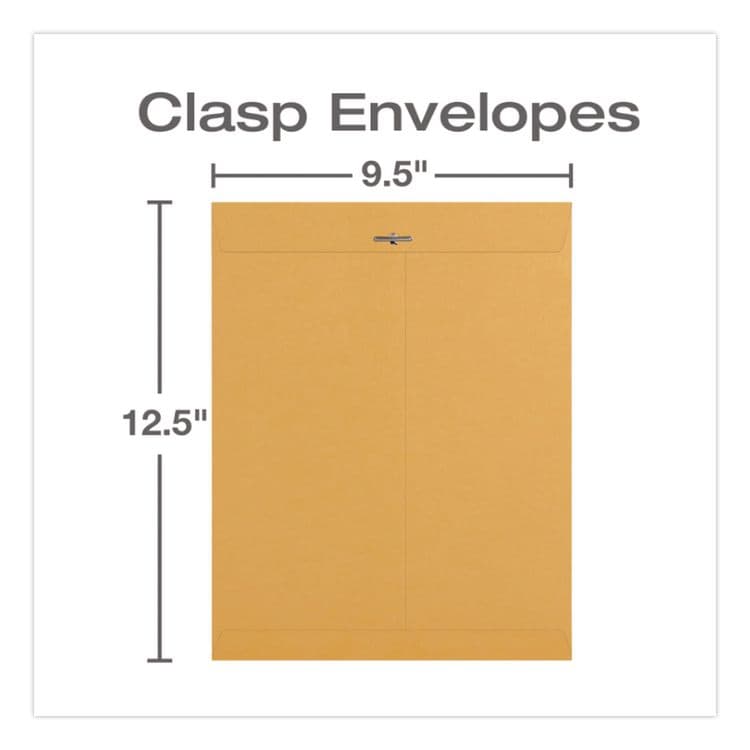QUALITY PARK PRODUCTS Clasp Envelope, 32 lb Bond Weight Kraft, #12 1/2, Square Flap, Clasp/Gummed Closure, 9.5 x 12.5, Brown Kraft, 100/Box (QUA37793) thumbnail 3