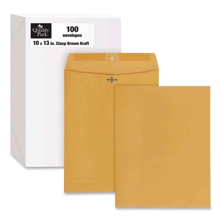 QUALITY PARK PRODUCTS Clasp Envelope, 32 lb Bond Weight Kraft, #97, Square Flap, Clasp/Gummed Closure, 10 x 13, Brown Kraft, 100/Box (QUA37797) thumbnail 3
