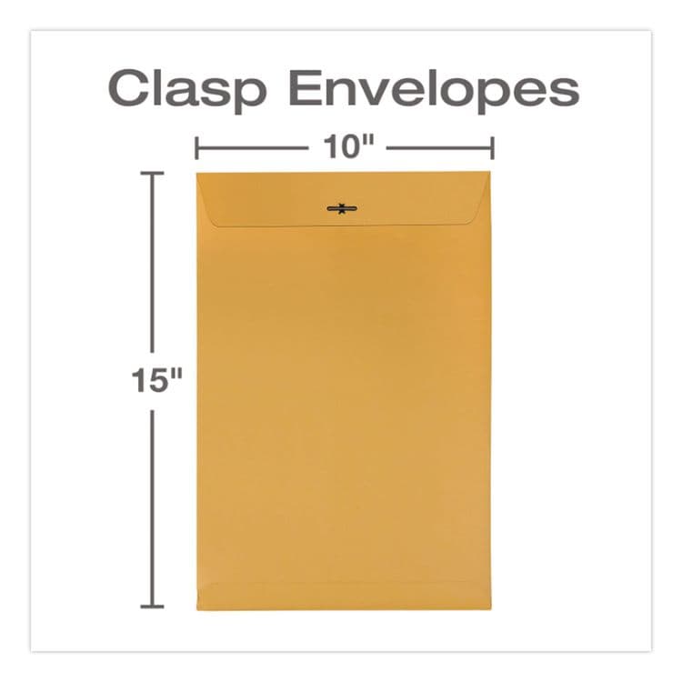 QUALITY PARK PRODUCTS Clasp Envelope, 32 lb Bond Weight Kraft, #15, Square Flap, Clasp/Gummed Closure, 10 x 15, Brown Kraft, 100/Box (QUA37798) thumbnail 3