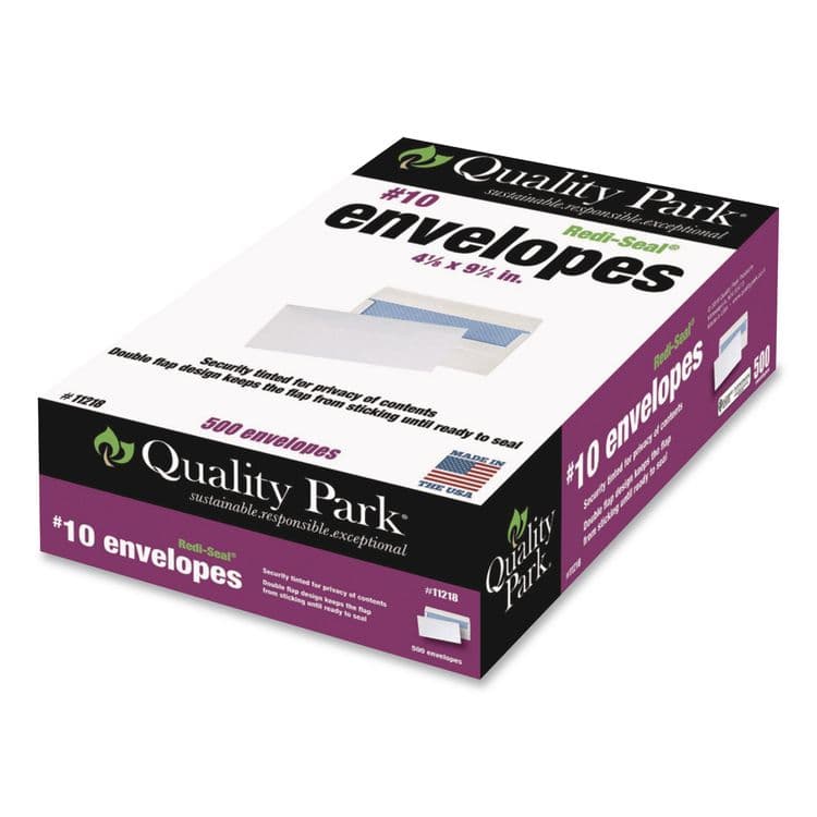 QUALITY PARK PRODUCTS Redi-Seal Security-Tint Envelope, #10, Commercial Flap, Redi-Seal Adhesive Closure, 4.13 x 9.5, White, 500/Box (QUA11218) thumbnail 2