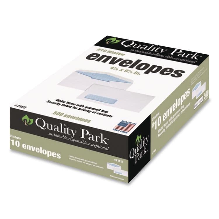 QUALITY PARK PRODUCTS Security Tint Window Envelope, #10, Bankers Flap, Gummed Closure, 4.13 x 9.5, White, 500/Box (QUA21412) thumbnail 2