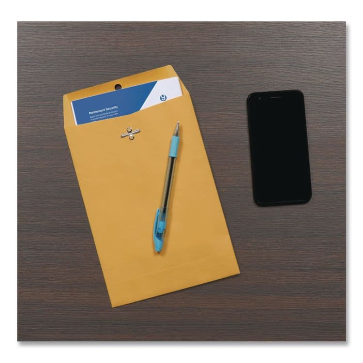 QUALITY PARK PRODUCTS Clasp Envelope, 28 lb Bond Weight Kraft, #68, Square Flap, Clasp/Gummed Closure, 7 x 10, Brown Kraft, 100/Box (QUA37868) thumbnail 4