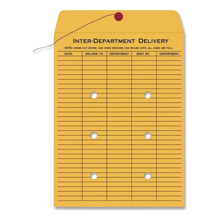 QUALITY PARK PRODUCTS Brown Kraft String/Button Interoffice Envelope, #90, One-Sided Five-Column Format, 31-Entries, 9 x 12, Brown Kraft, 100/CT (QUA63462) thumbnail 3