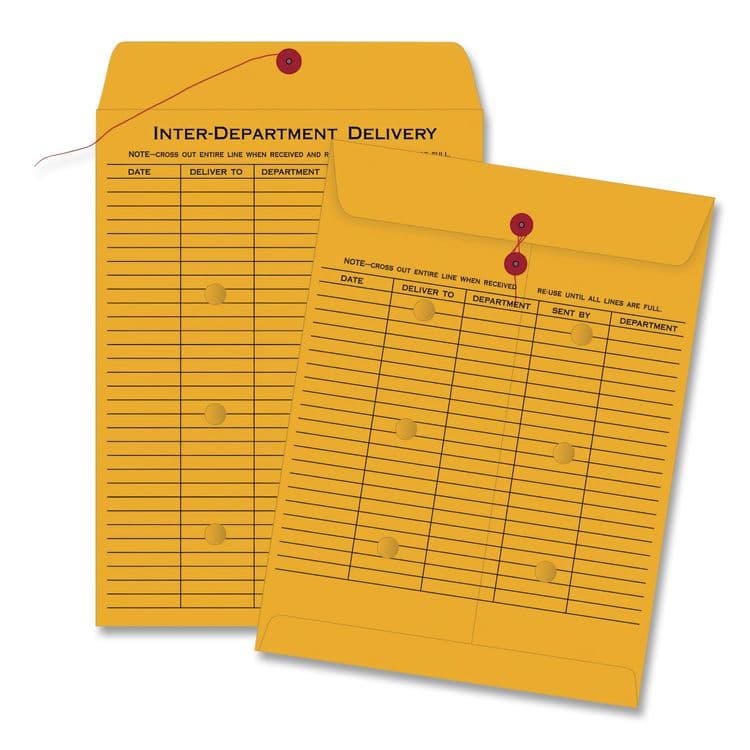 QUALITY PARK PRODUCTS Brown Kraft String/Button Interoffice Envelope, #97, Two-Sided Five-Column Format, 52-Entries, 10 x 13, Brown Kraft, 100/CT (QUA63561) thumbnail 3