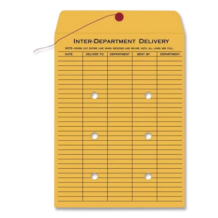 QUALITY PARK PRODUCTS Brown Kraft String/Button Interoffice Envelope, #98, One-Sided Five-Column Format, 31-Entries, 10 x 15, Brown Kraft, 100/CT (QUA63564) thumbnail 2