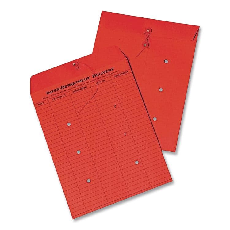 QUALITY PARK PRODUCTS Colored Paper String and Button Interoffice Envelope, #97, One-Sided Five-Column Format, 10 x 13, Red, 100/Box (QUA63574) thumbnail 3