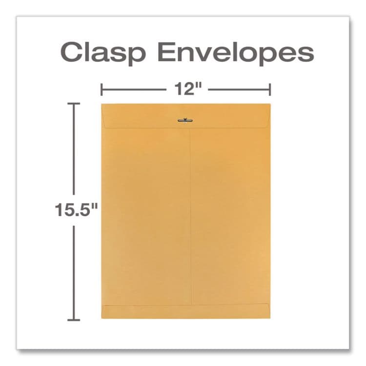 QUALITY PARK PRODUCTS Clasp Envelope, 28 lb Bond Weight Kraft, #110, Square Flap, Clasp/Gummed Closure, 12 x 15.5, Brown Kraft, 100/Box (QUA37910) thumbnail 3