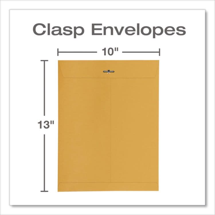 QUALITY PARK PRODUCTS Clasp Envelope, 28lb Bond Weight Kraft, #97, Square Flap, Clasp/Gummed Closure, 10 x 13, Brown Kraft, 100/Box (QUA38197) thumbnail 3