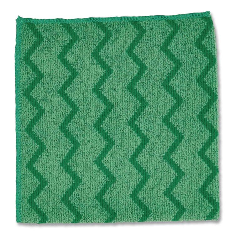 RUBBERMAID COMMERCIAL PROD. Reusable Cleaning Cloths, Microfiber, 16 x 16, Green, 12/Carton (RCPQ620)