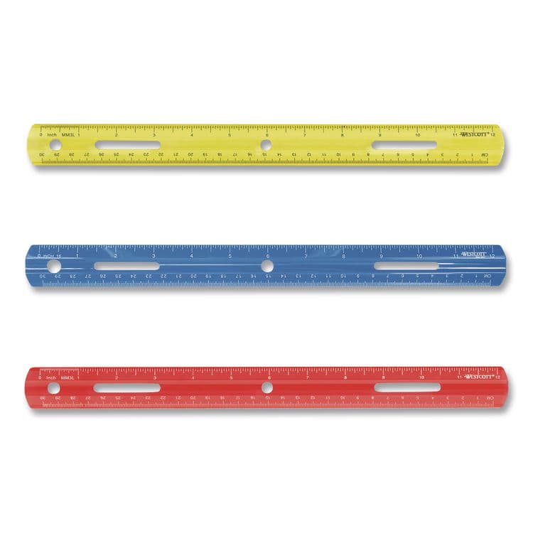 ACME UNITED CORPORATION Plastic Ruler, Standard/Metric, 12" Long, Randomly Assorted Colors (ACM10526)