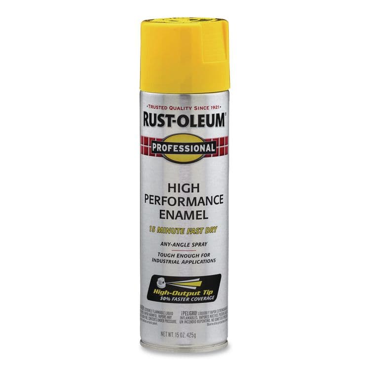 RUST-OLEUM CORPORATION Professional Spray Paint, Gloss Yellow, 15 oz Aerosol Can, 6/Carton (RST7543838CT)