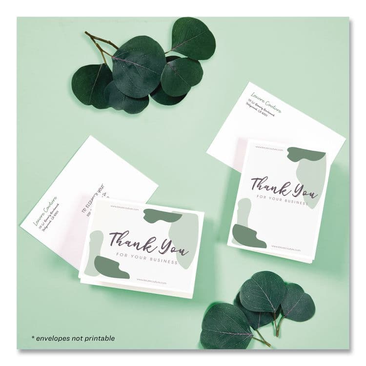 AVERY PRODUCTS CORPORATION Quarter-Fold Greeting Cards with Matching Envelopes, 80 lb, 5.5 x 4.25, Matte White, 1 Card/Sheet, 20 Sheets/Pack (AVE3266) thumbnail 3