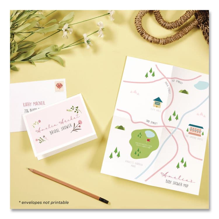 AVERY PRODUCTS CORPORATION Quarter-Fold Greeting Cards with Matching Envelopes, 80 lb, 5.5 x 4.25, Matte White, 1 Card/Sheet, 20 Sheets/Pack (AVE3266) thumbnail 4