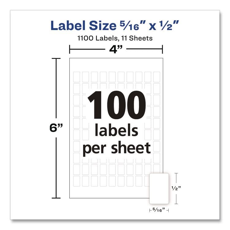 AVERY PRODUCTS CORPORATION Handwrite Only Self-Adhesive Removable Labels, 0.31 x 0.5, 100 Labels/Sheet, 11 Sheets/Pack (AVE05412) thumbnail 3