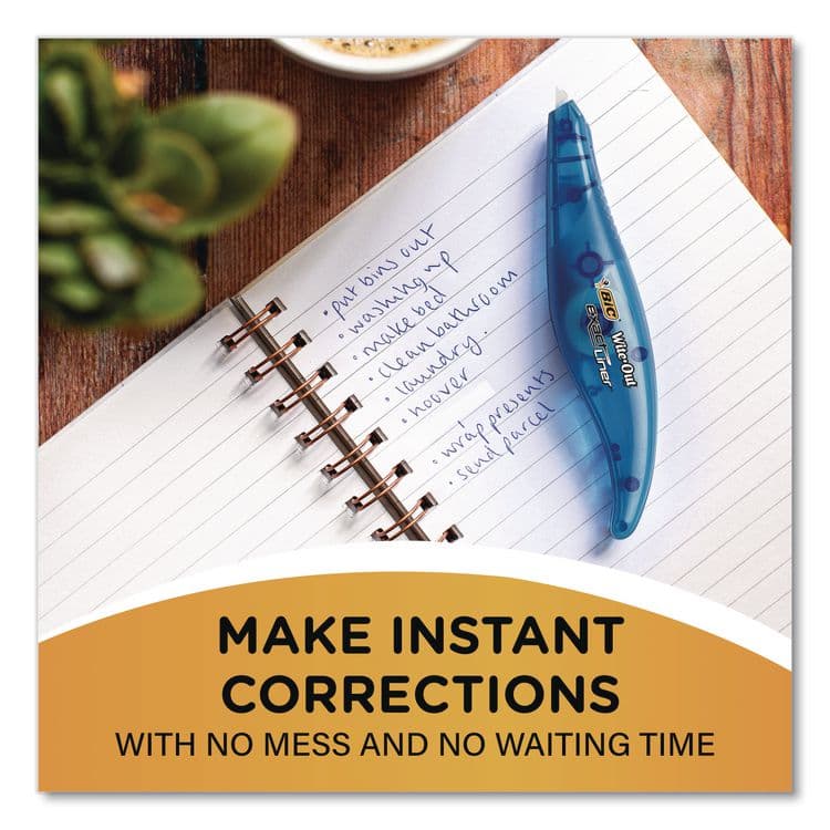 BIC CORP. Wite-Out Brand Exact Liner Correction Tape, Non-Refillable, 0.2" x 19.8 ft, White Tape, Translucent Orange Dispenser, 10/Box (BICWOELP10) thumbnail 3