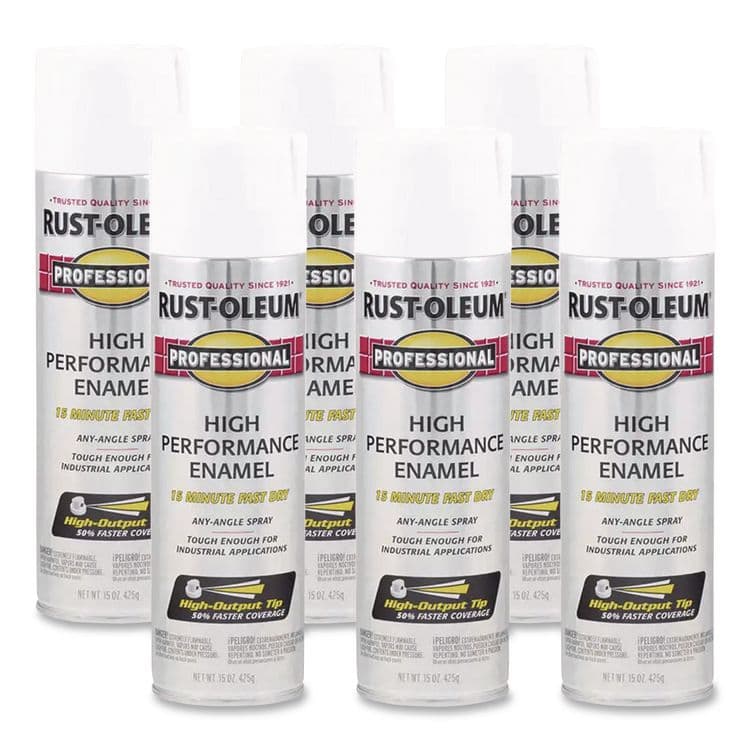 RUST-OLEUM CORPORATION Professional Spray Paint, Gloss White, 15 oz Aerosol Can, 6/Carton (RST7592838CT)