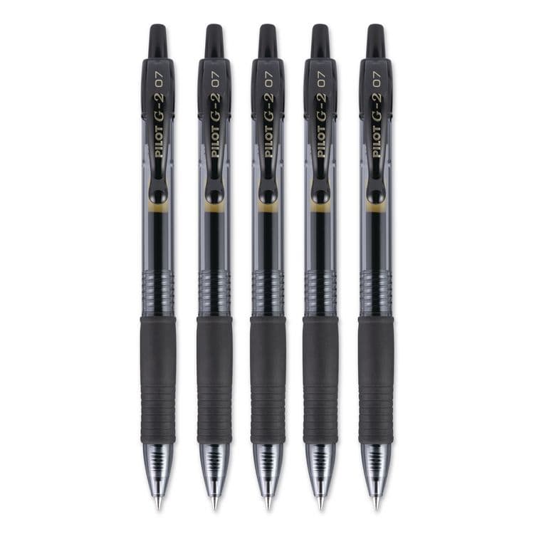 PILOT CORP. OF AMERICA G2 Premium Gel Pen, Retractable, Fine 0.7 mm, Black Ink, Smoke/Black Barrel, 5/Pack (PIL31078) thumbnail 2