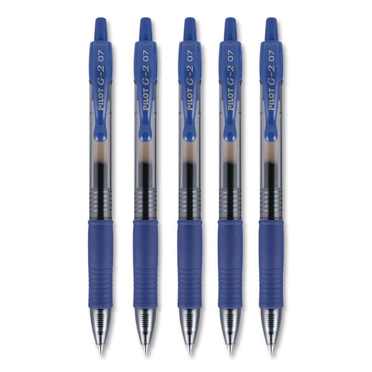 PILOT CORP. OF AMERICA G2 Premium Gel Pen, Retractable, Fine 0.7 mm, Blue Ink, Smoke/Blue Barrel, 5/Pack (PIL31299) thumbnail 2