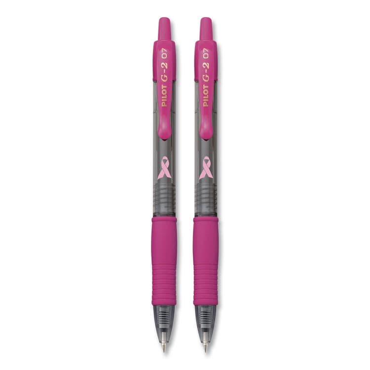 PILOT CORP. OF AMERICA G2 Premium Breast Cancer Awareness Gel Pen, Retractable, Fine 0.7 mm, Pink Ink, Smoke/Pink Barrel, 2/Pack (PIL31312) thumbnail 2