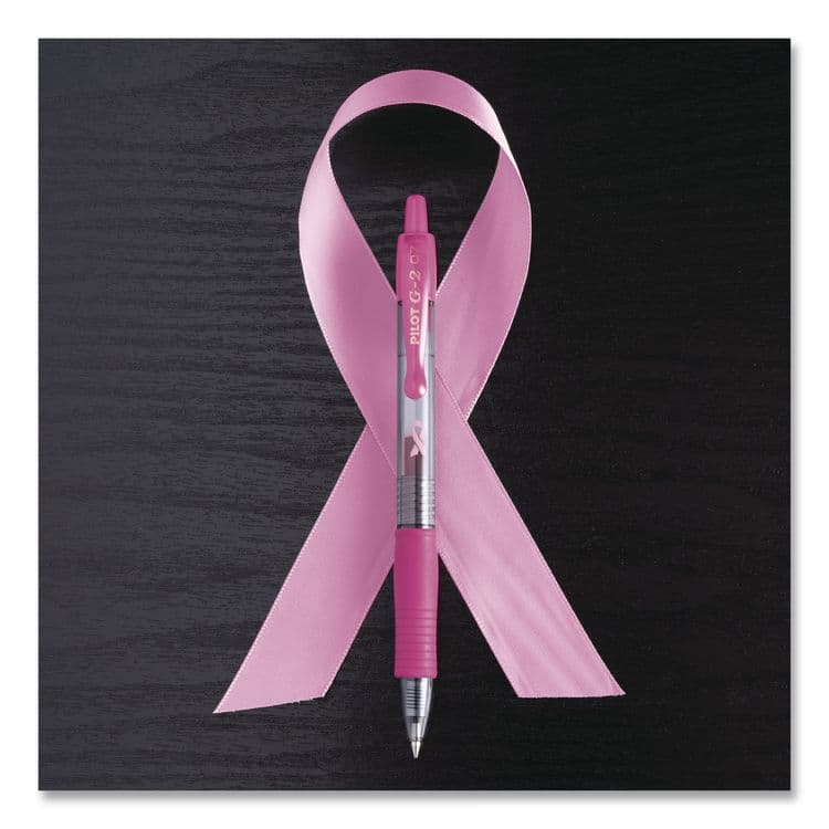 PILOT CORP. OF AMERICA G2 Premium Breast Cancer Awareness Gel Pen, Retractable, Fine 0.7 mm, Pink Ink, Smoke/Pink Barrel, 2/Pack (PIL31312) thumbnail 4